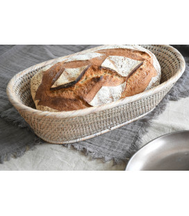 Rattan bread basket Banneton aged white colour