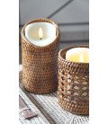 Natural honey rattan candle jar and Led candle