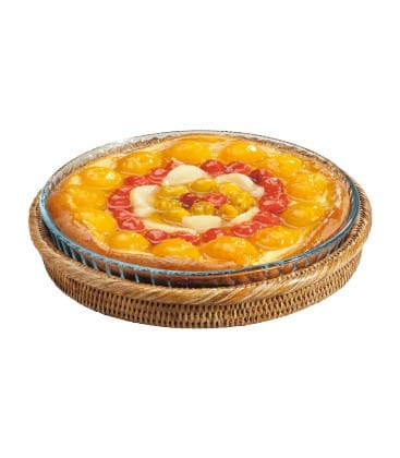 Plat à tarte rotin et Pyrex Tatin - rotin miel et verre